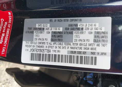 2022 Mazda Cx-5 2.5 S Preferred from USA, damaged, VIN JM3KFBCM3N0577864